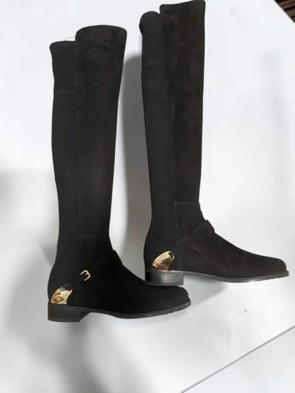 Stuart Weitzman Siella Black Suede Over the Knee OTK Boots Size 8 WITH BOX
